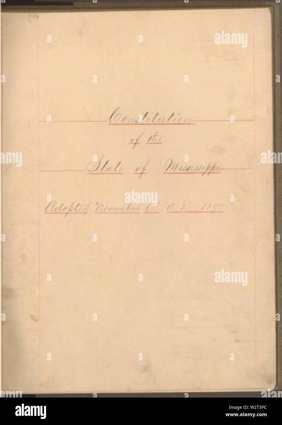 Constitution of the State of Mississippi (1890), cover Stock Photo