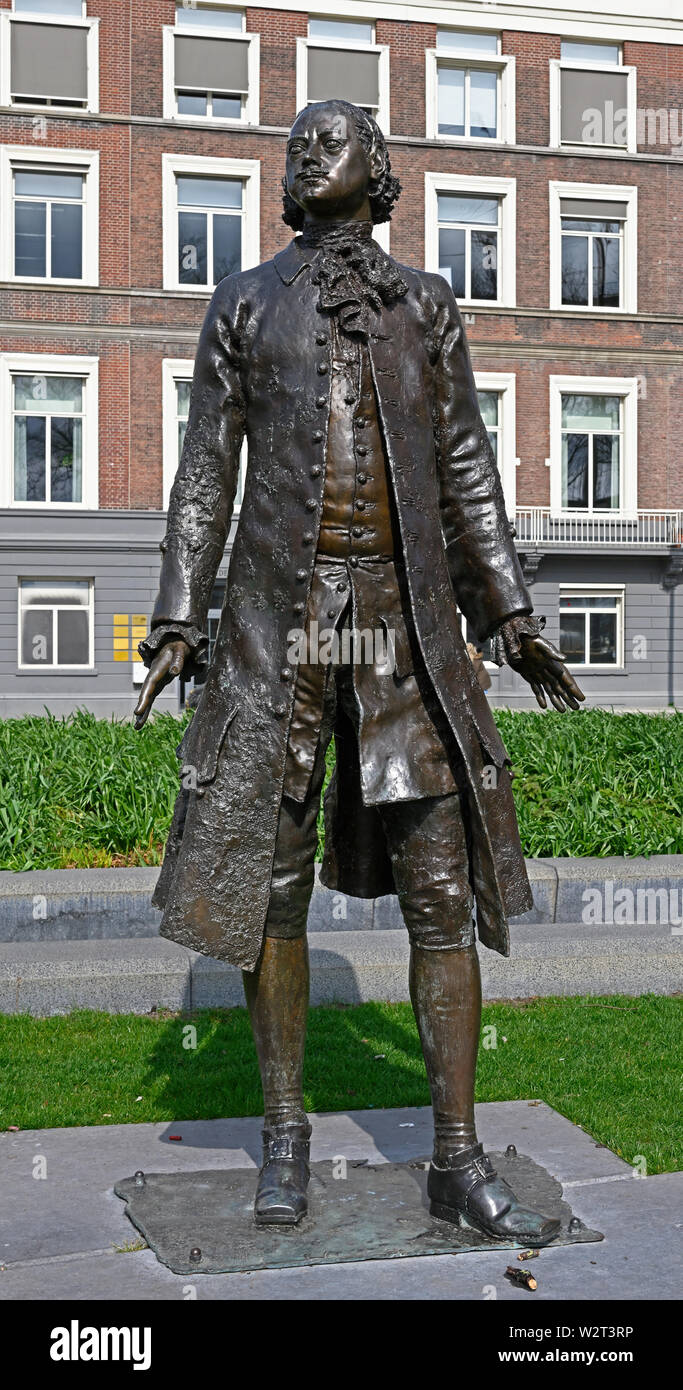 rotterdam,  netherlands - march 31, 2019:  statue of tsar peter the great (1672-1725) at westerkade at the banks of nieuwe maas river in scheepvaartkw Stock Photo
