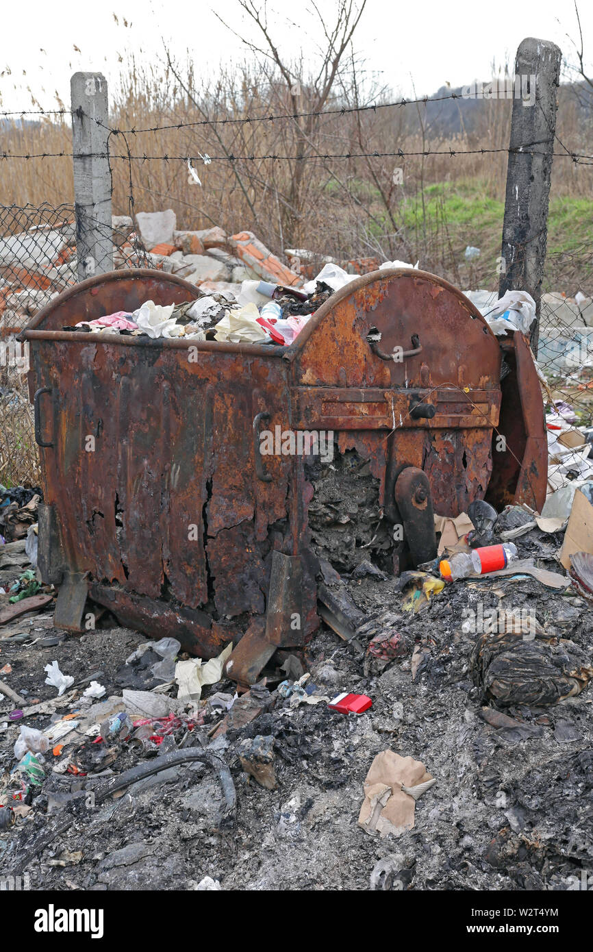 Improper Waste Disposal Burnt Garbage Dumpster Problem Stock Photo Alamy