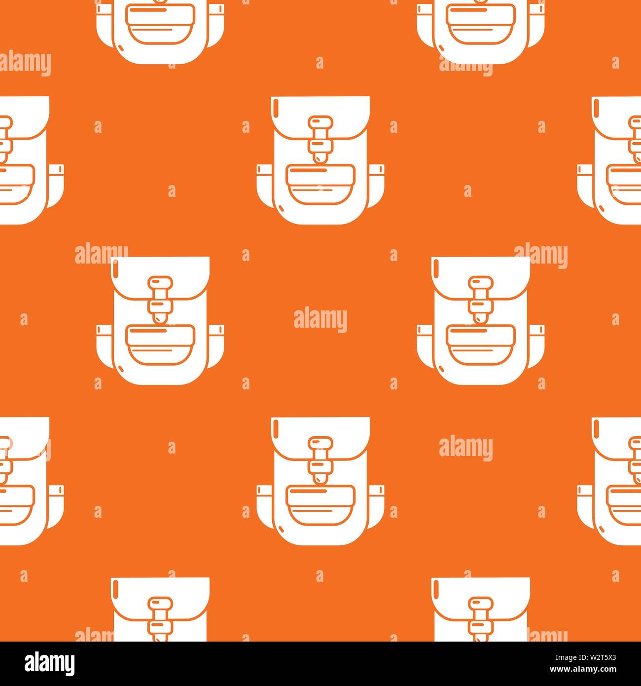 Backpack education pattern vector orange Stock Vector
