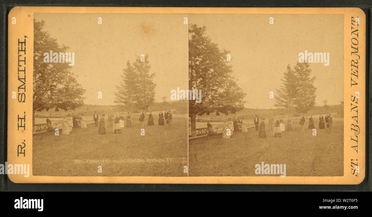 Croquet grounds, Sheldon Springs, Vt, by Smith, R H (Rollin H) Stock Photo