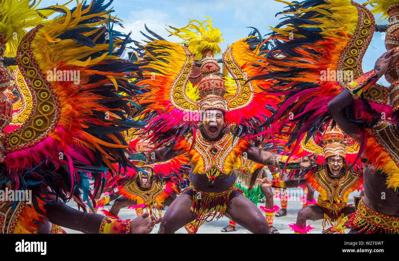 Participants in the Dinagyang Festival in Iloilo Philippines Stock Photo
