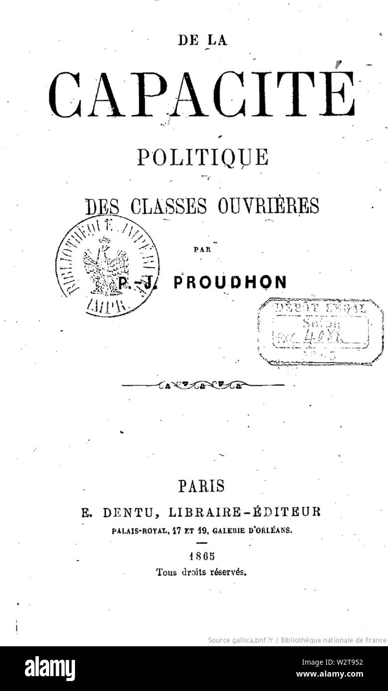 De la Capacité politique des classes ouvrières Stock Photo