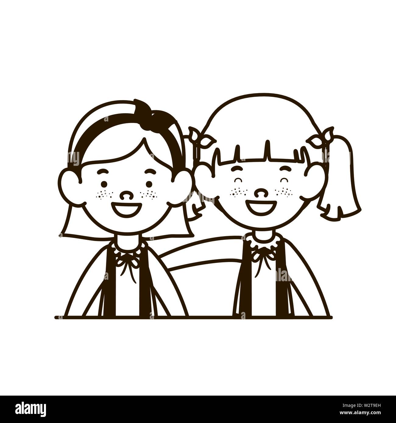 silhouette of student girls smiling on white background Stock Vector ...
