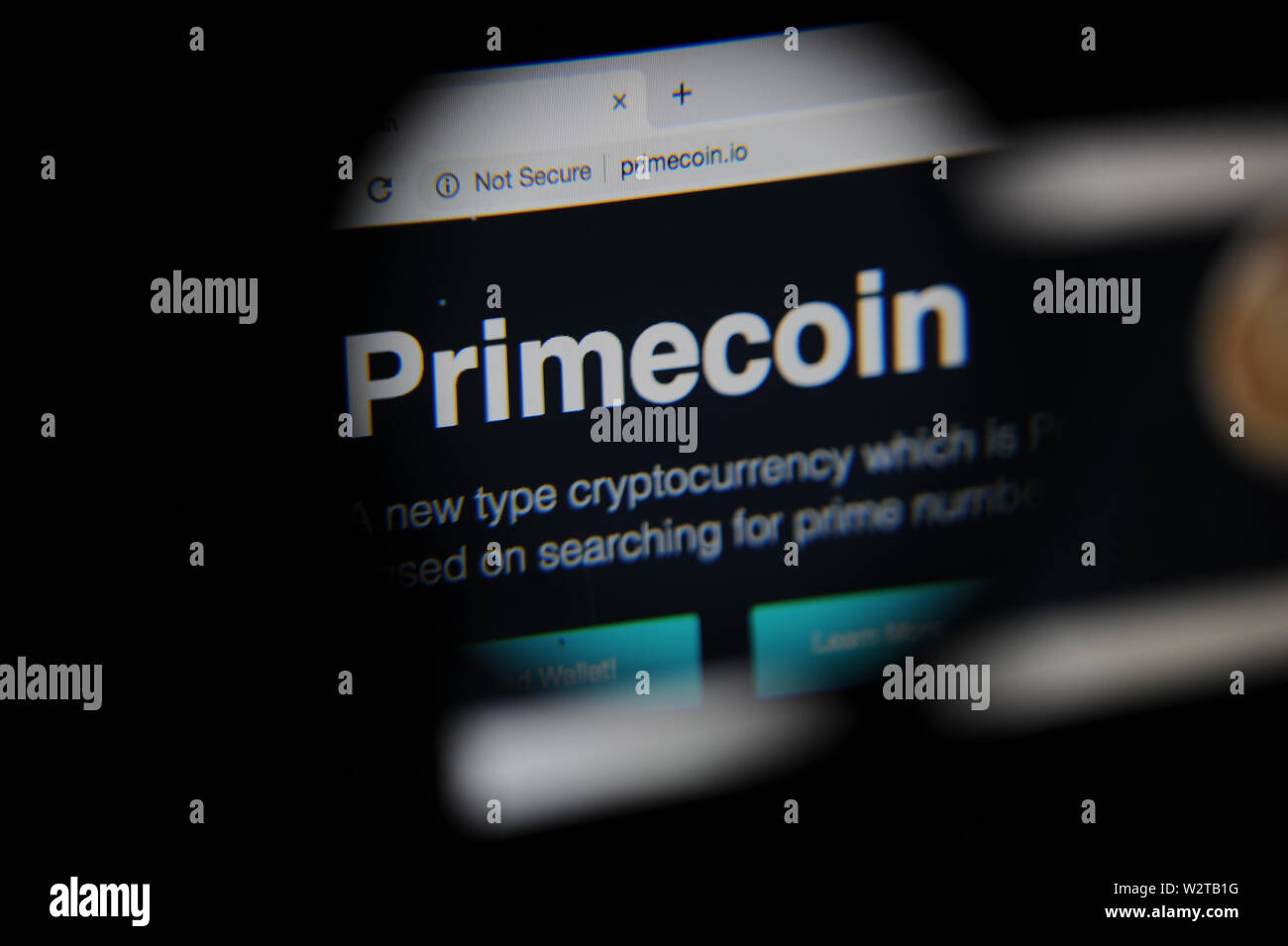 The website of cryptocurrency Primecoin Stock Photo