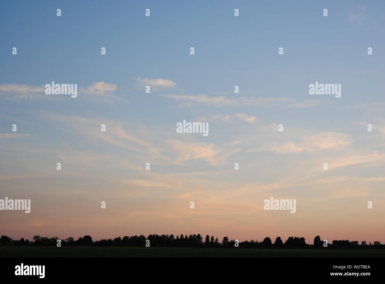 landscape, skyscape, cloudy sky with trees in the distance Stock Photo ...