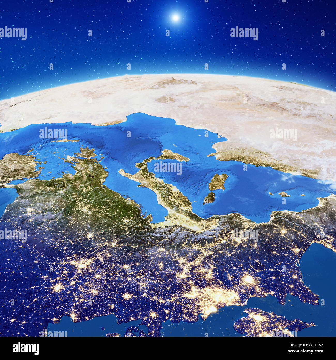 Europe at night Stock Photo - Alamy