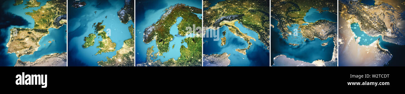 Planet Earth Europe map set Stock Photo