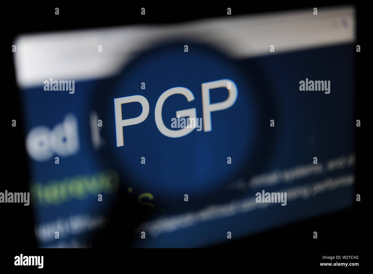 Encryption, powered by PGP on Symantec's website Stock Photo