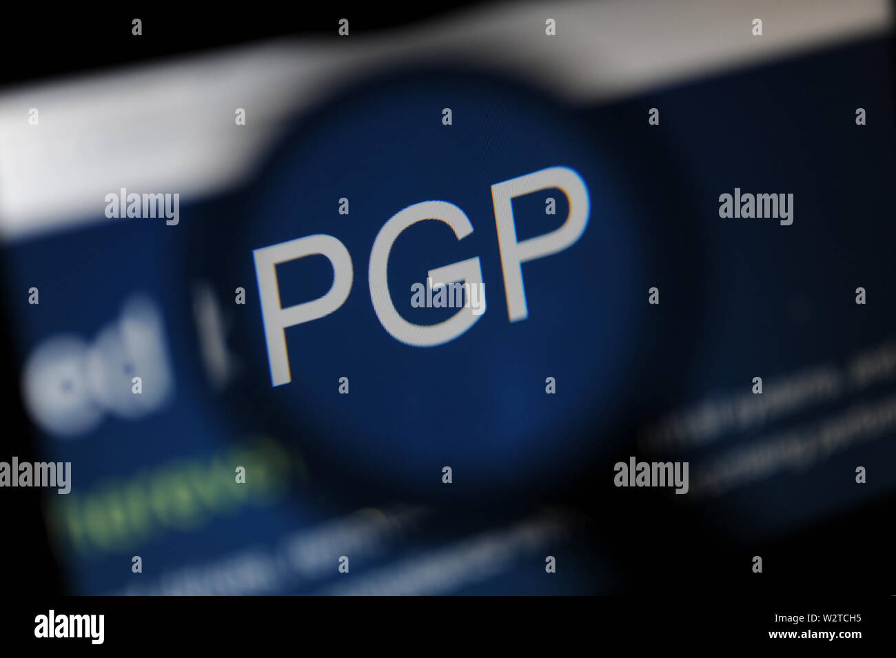 Encryption, powered by PGP on Symantec's website Stock Photo