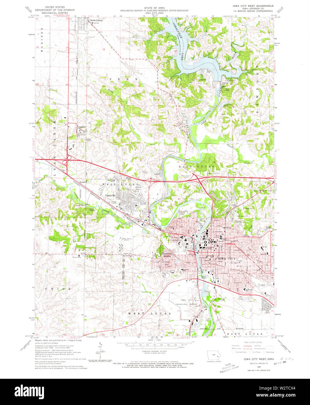 USGS TOPO Maps Iowa IA Iowa City West 174870 1965 24000 Restoration