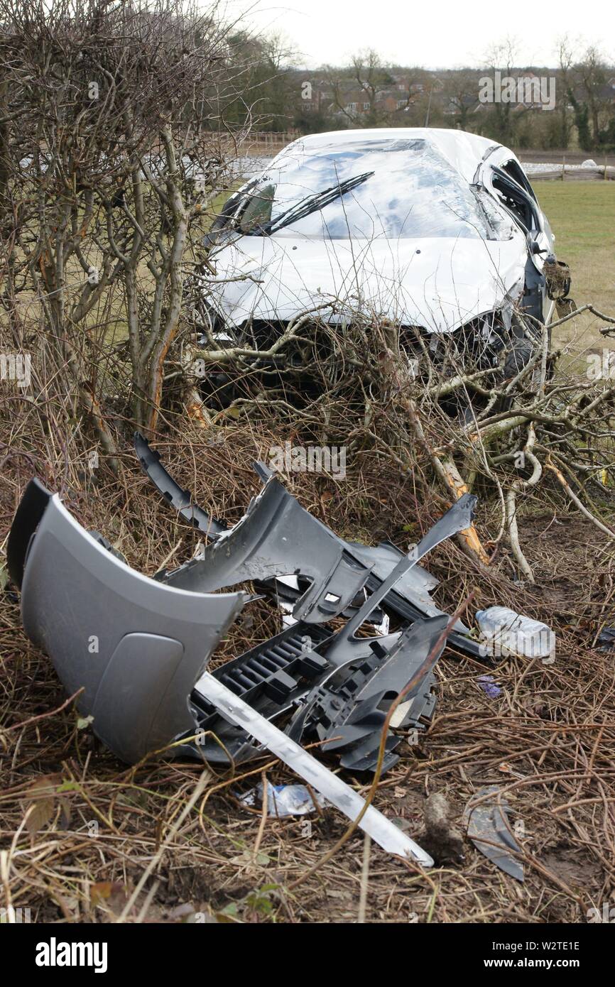 drunk driver, lost control of car Stock Photo