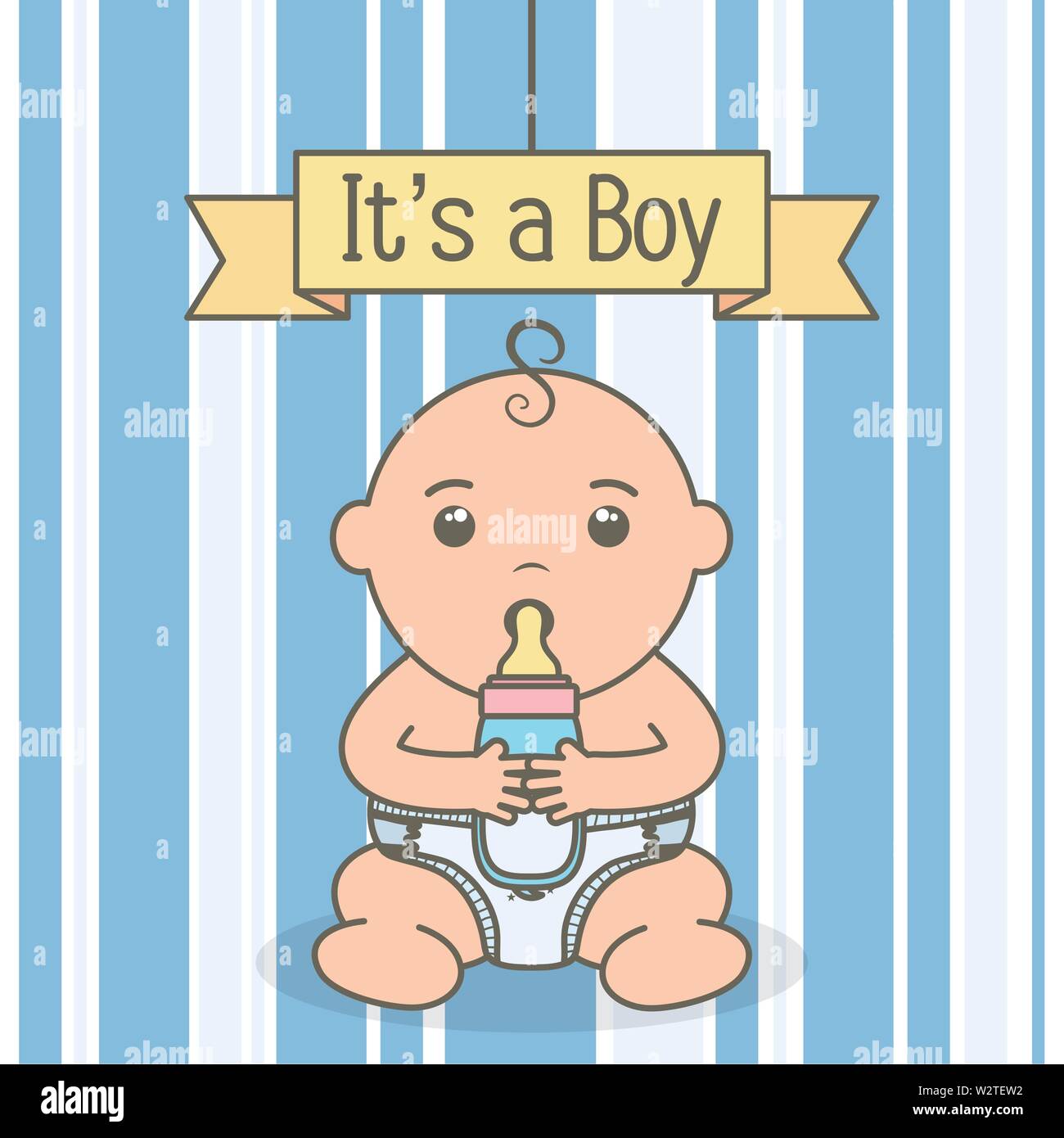 cute little baby boy with bottle milk vector illustration design Stock ...