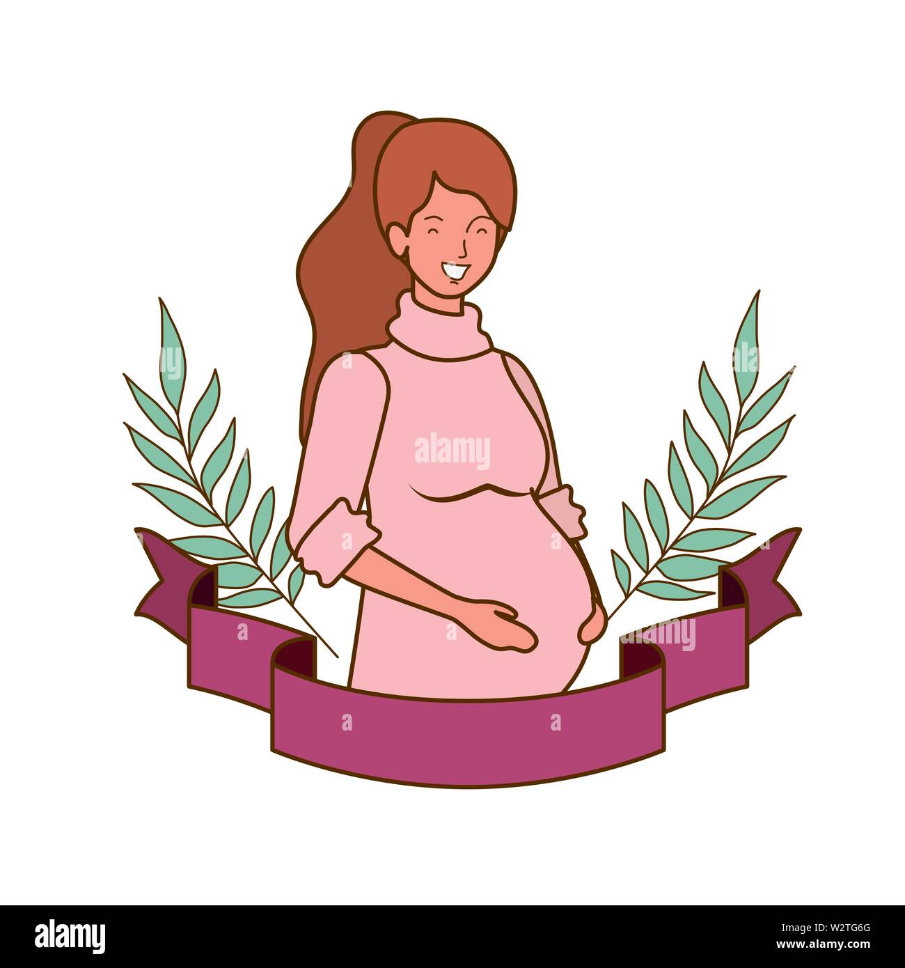 woman pregnant with decorative ribbon Stock Vector Image & Art - Alamy
