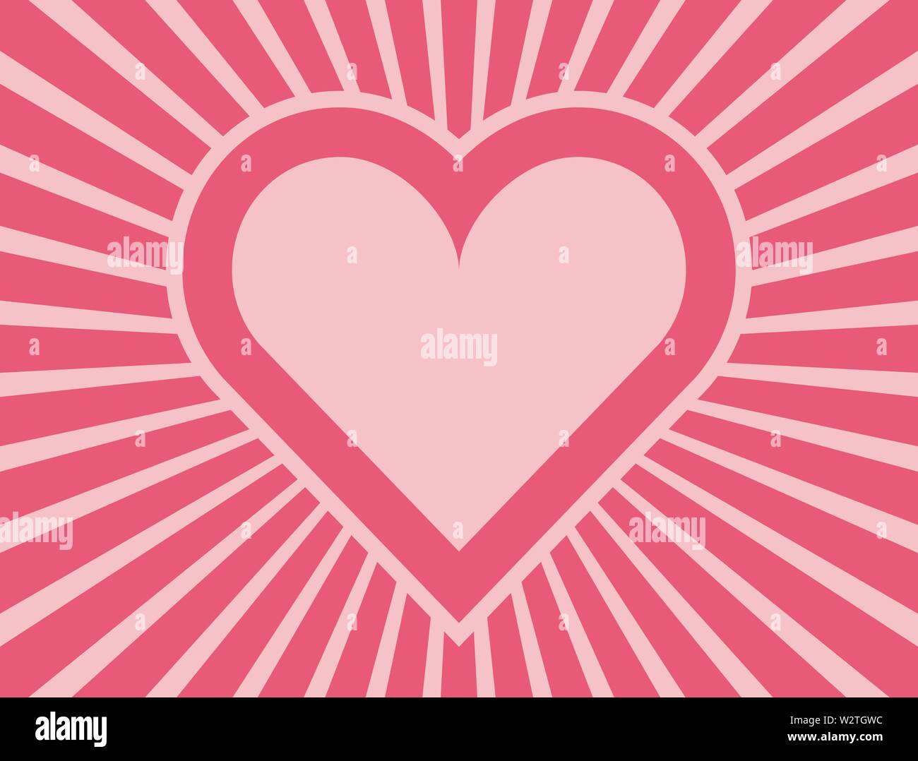 Pink heart with radial rays vector illustration layout Stock Vector ...
