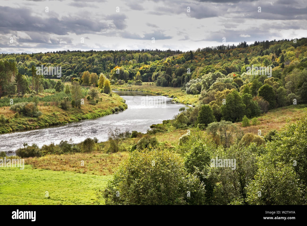 Ugra River in Nikola-Lenivets village. Kaluga oblast. Russia Stock Photo