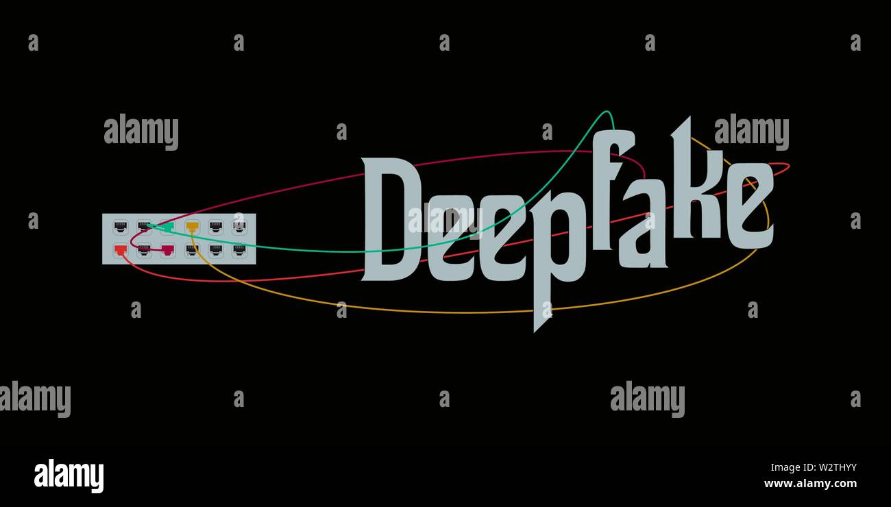 Deepfake AI concept vector plugged into a network Stock Vector