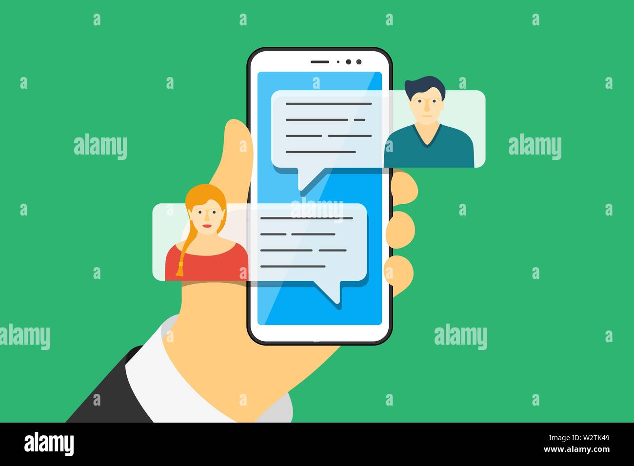 Mobile phone contact chat message notifications vector illustration on ...