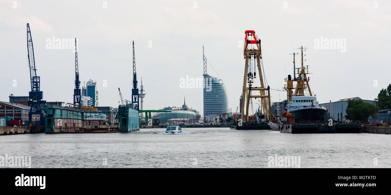 Docks and Shipyard at Bremerhaven Harbour, Germany Stock Photo