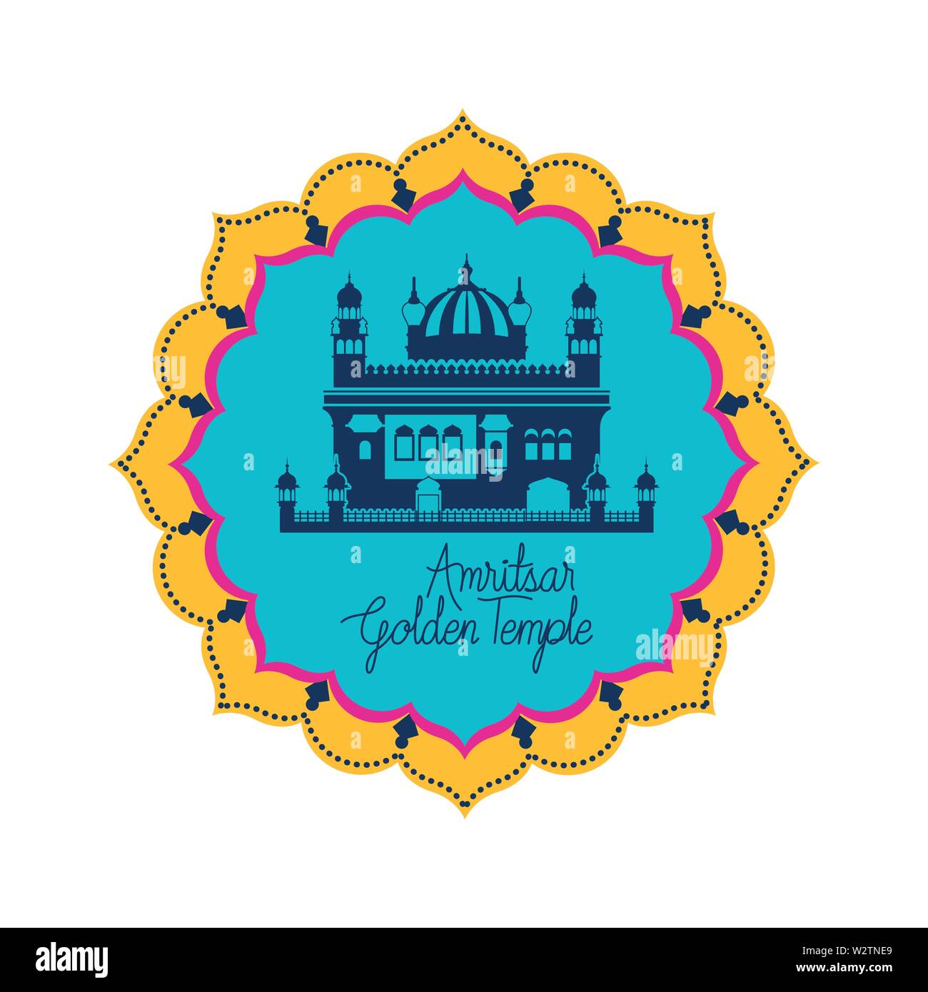 edification of amritsar golden temple and indian independence day Stock Vector
