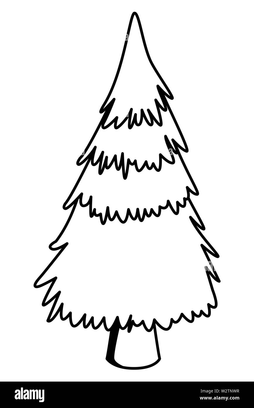Tree pine nature cartoon in black and white Stock Vector Image & Art - Alamy