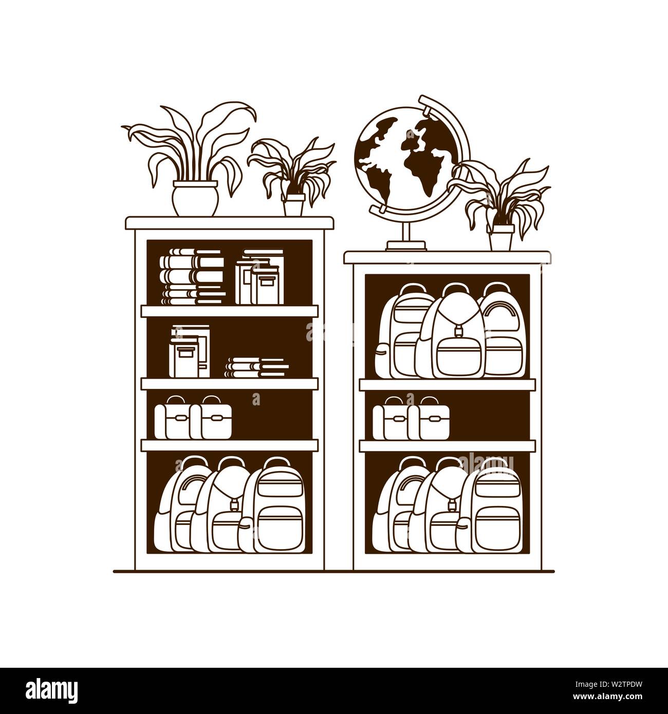 silhouette of bookshelf with school books Stock Vector Image & Art Alamy