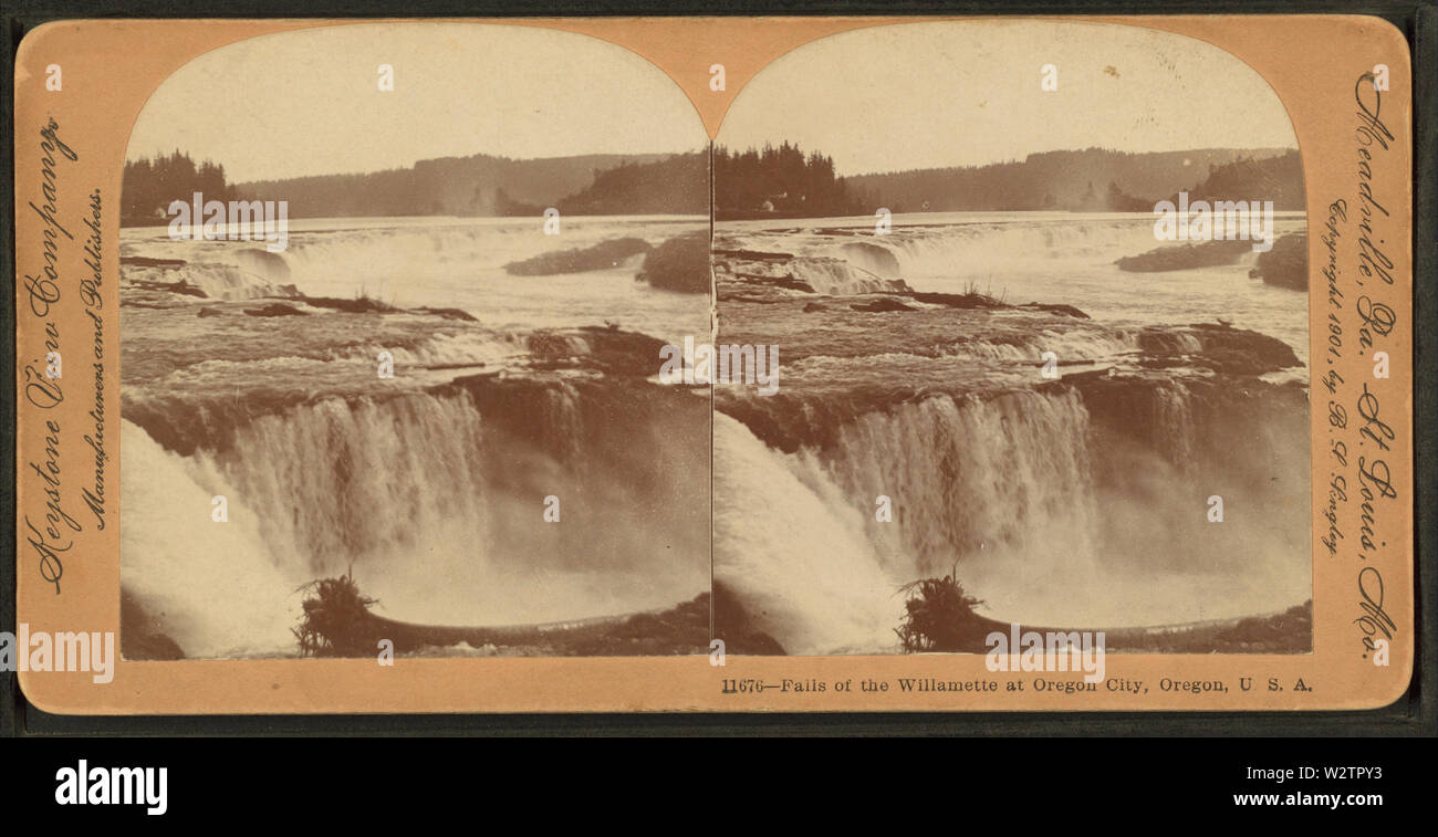 Falls of the Willamette at Oregon City, Oregon, USA, by Keystone View Company 2 Stock Photo