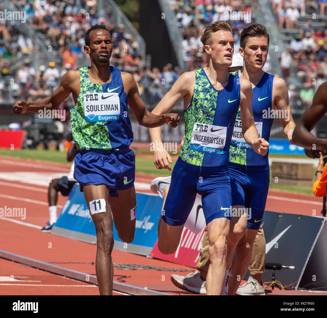 California Usa 30 June 2019 Ayanleh Souleiman Filip Ingebrigtsen And Jakob Ingebrigtsen Competing In The Men 1 Mile Bowerman Race At The Iaaf D Stock Photo Alamy
