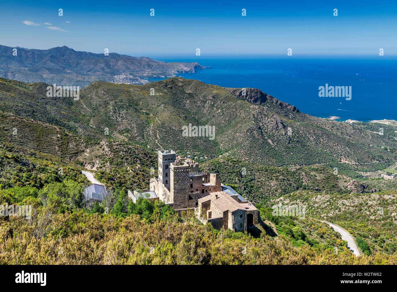 Sant Pere de Rodes benedictine monastery, El Port de la Selva, Costa Brava, Catalonia, Spain Stock Photo