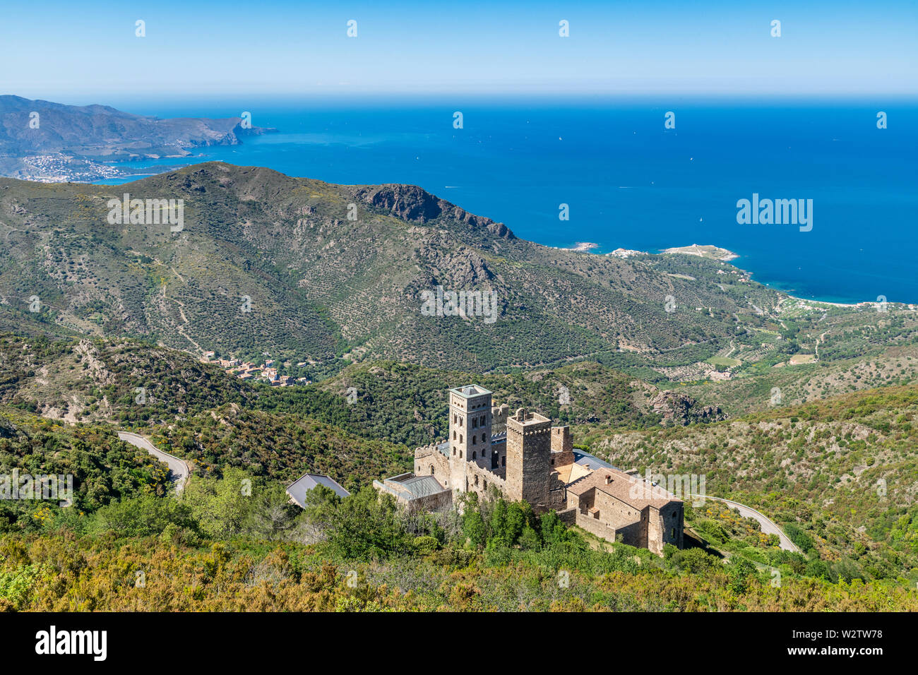Sant Pere de Rodes benedictine monastery, El Port de la Selva, Costa Brava, Catalonia, Spain Stock Photo