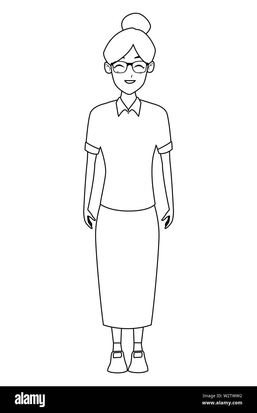 old woman smiling and happy in black and white Stock Vector Image & Art ...