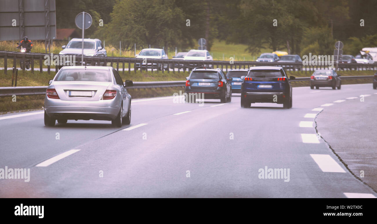 Traffic on highway cars vehicles Stock Photo Alamy