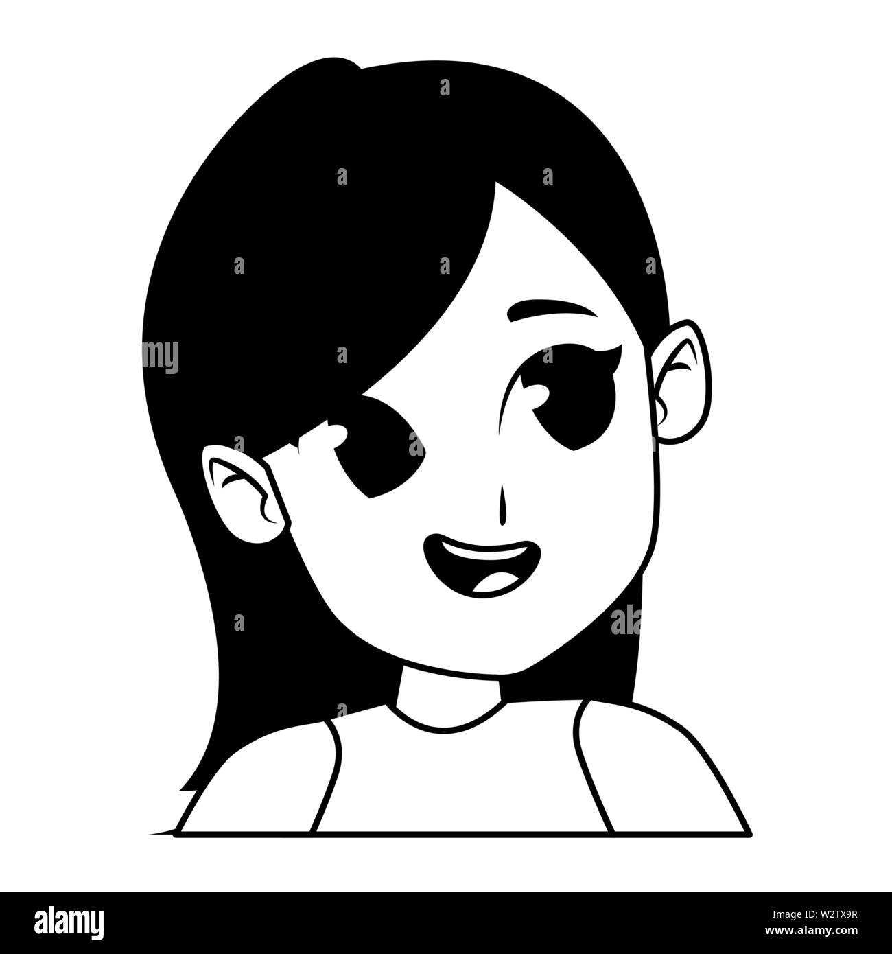 girl smiling and happy in black and white Stock Vector Image & Art - Alamy