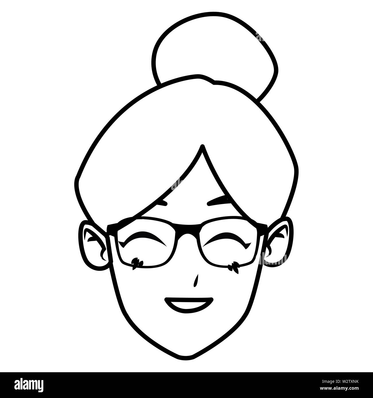 old woman smiling and happy in black and white Stock Vector Image & Art ...