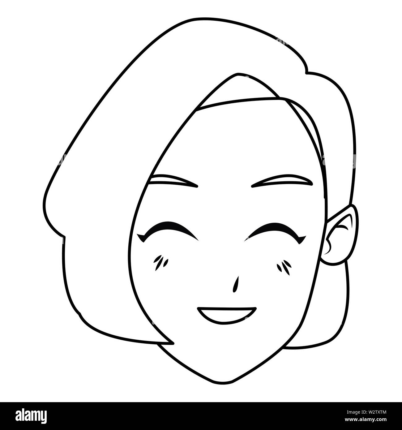 old woman smiling and happy in black and white Stock Vector Image & Art ...