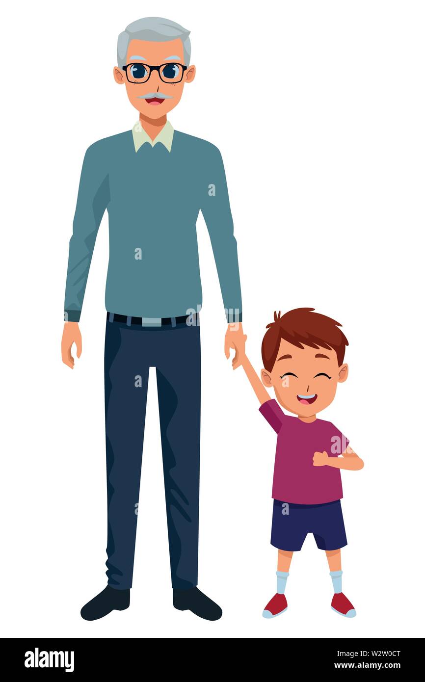 Grandfather grandson holding hands Stock Vector Images Alamy