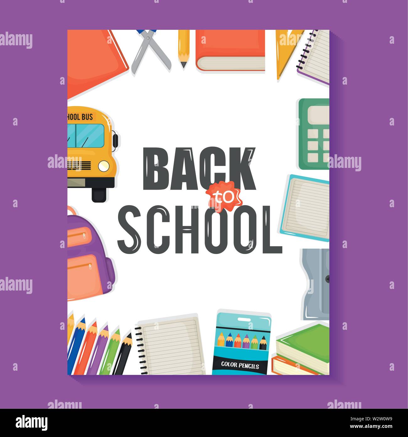 notebook sheet with back to school and set icons vector illustration ...