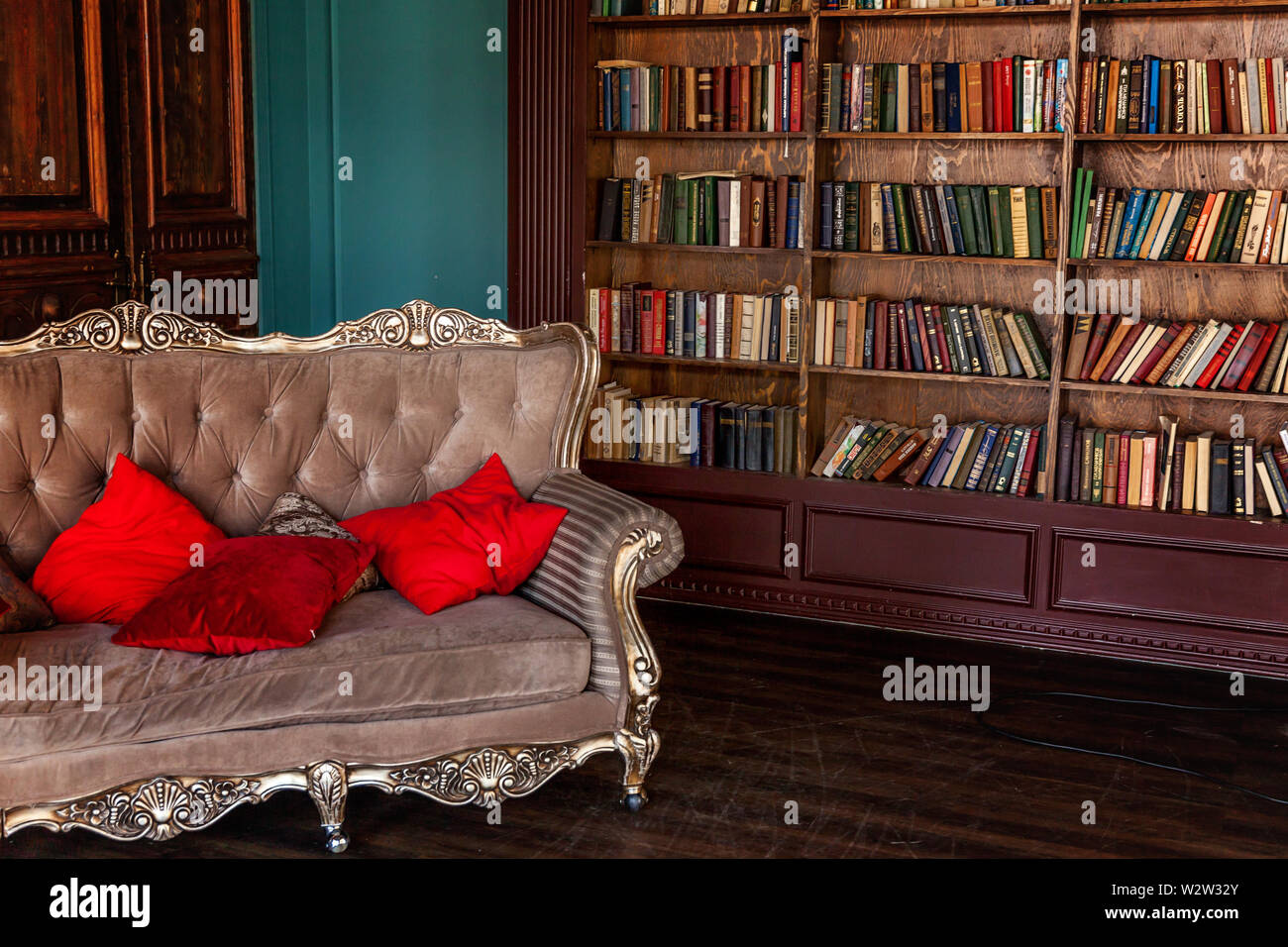 Luxury Classic Interior Of Home Library Sitting Room With