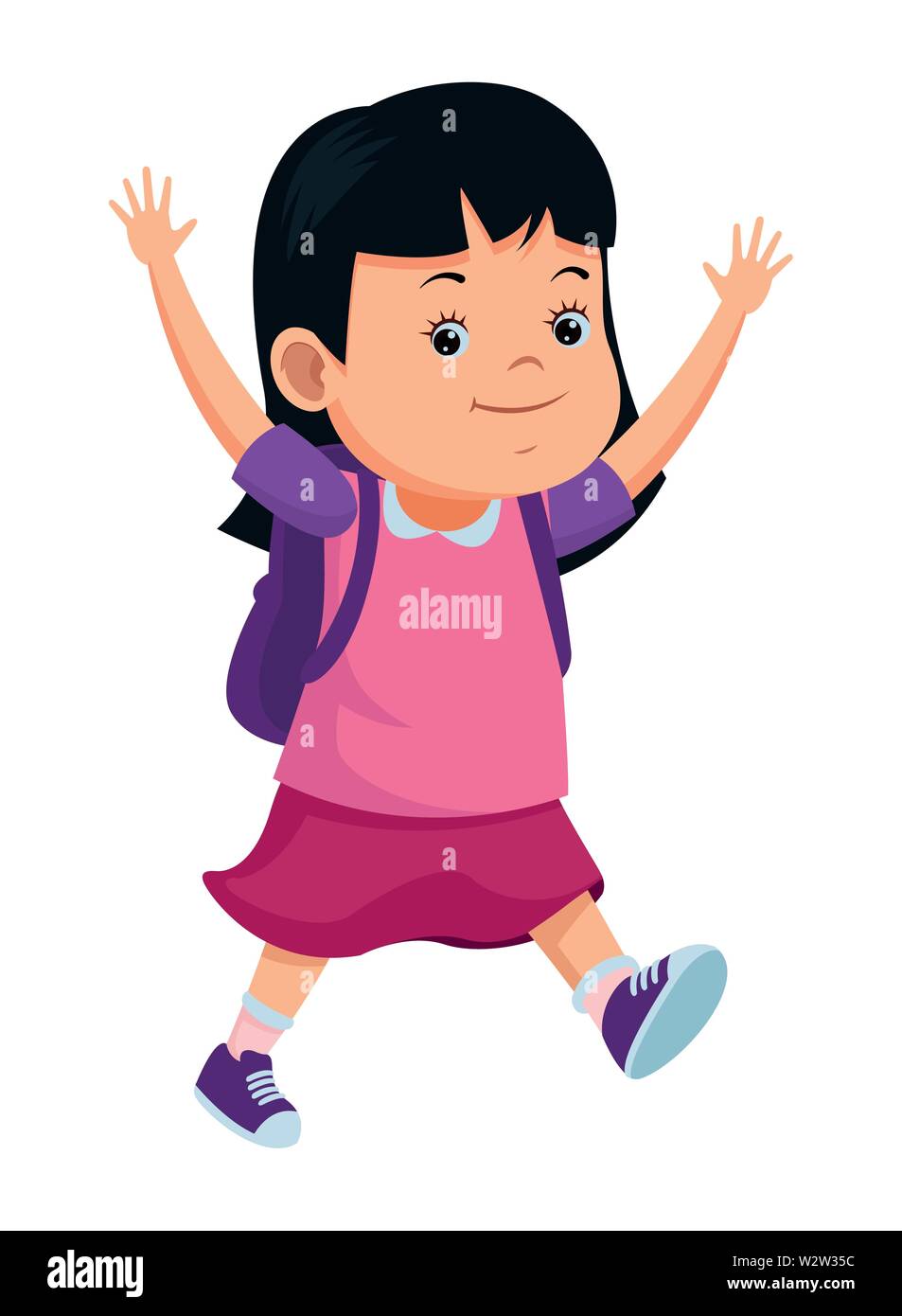 School girl smiling with backpack Stock Vector Image & Art - Alamy