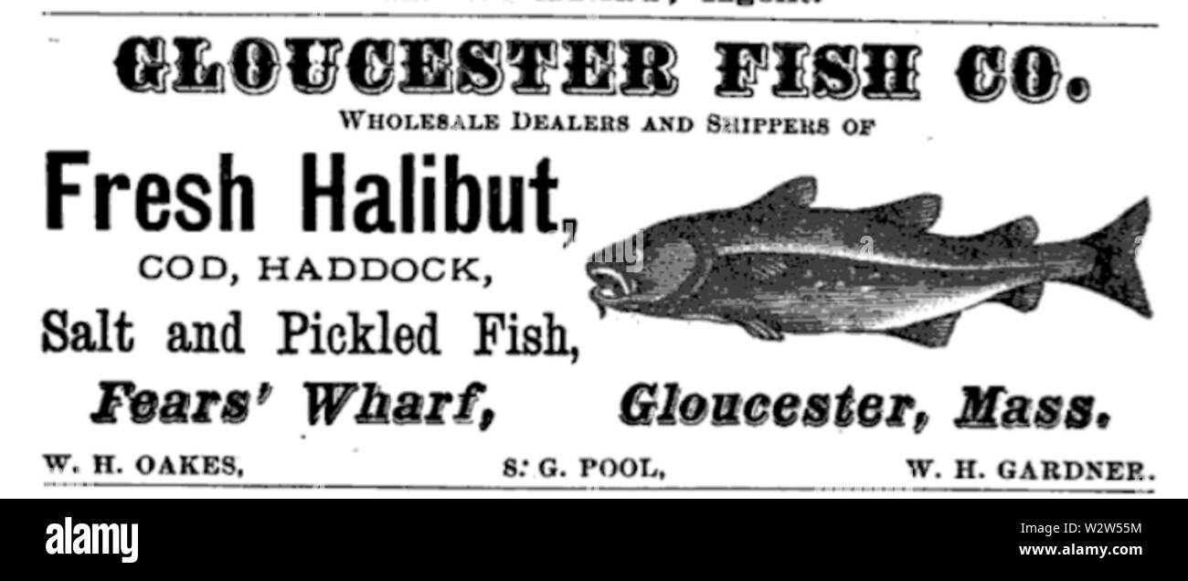 Gloucester Fish Co advert Gloucester Massachusetts circa1870s Stock