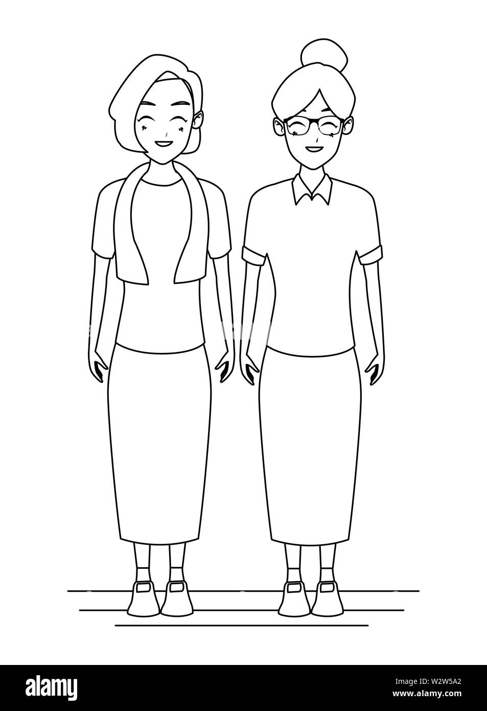 old people smiling and happy in black and white Stock Vector Image