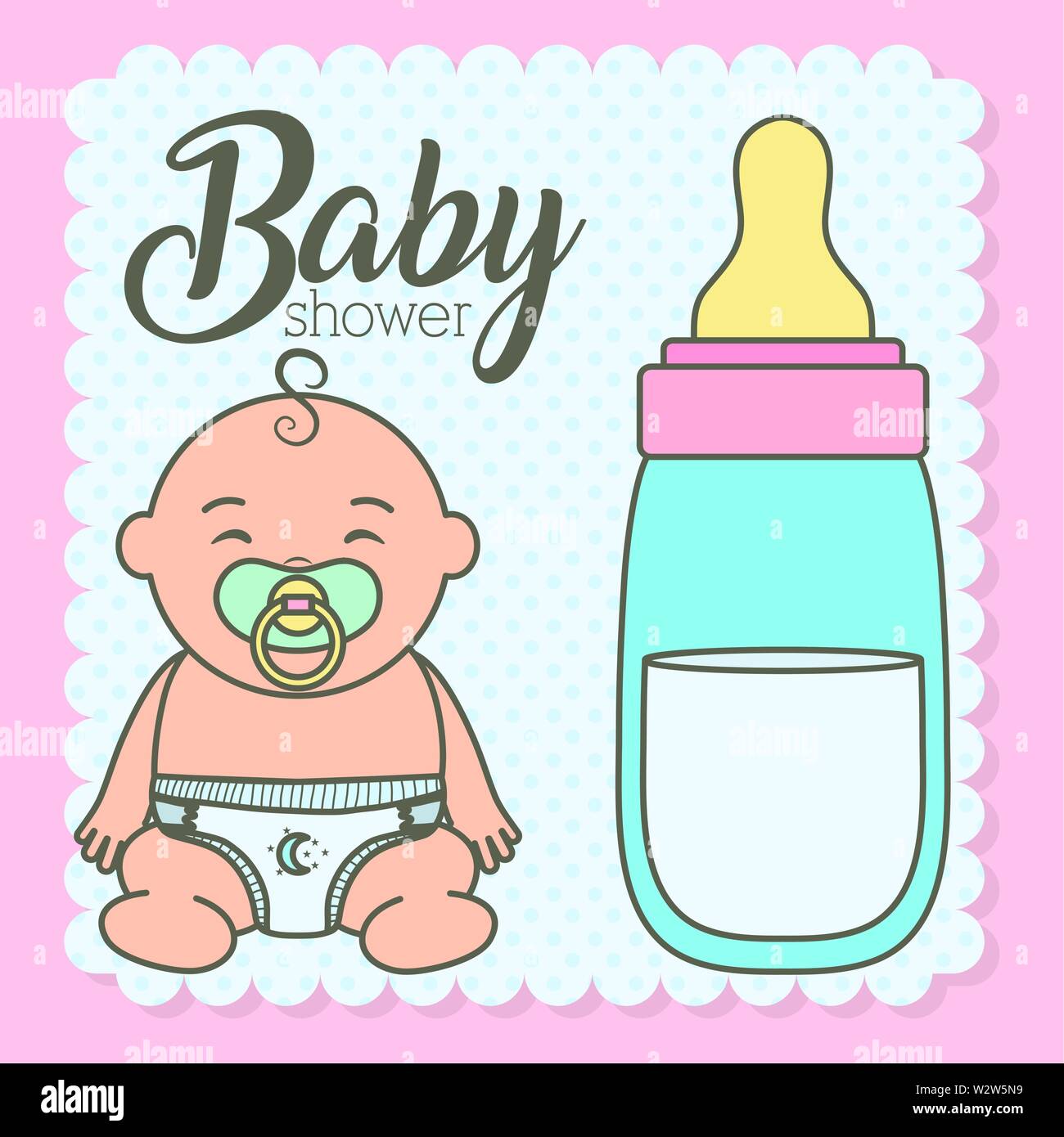 cute little baby boy with bottle milk vector illustration design Stock ...