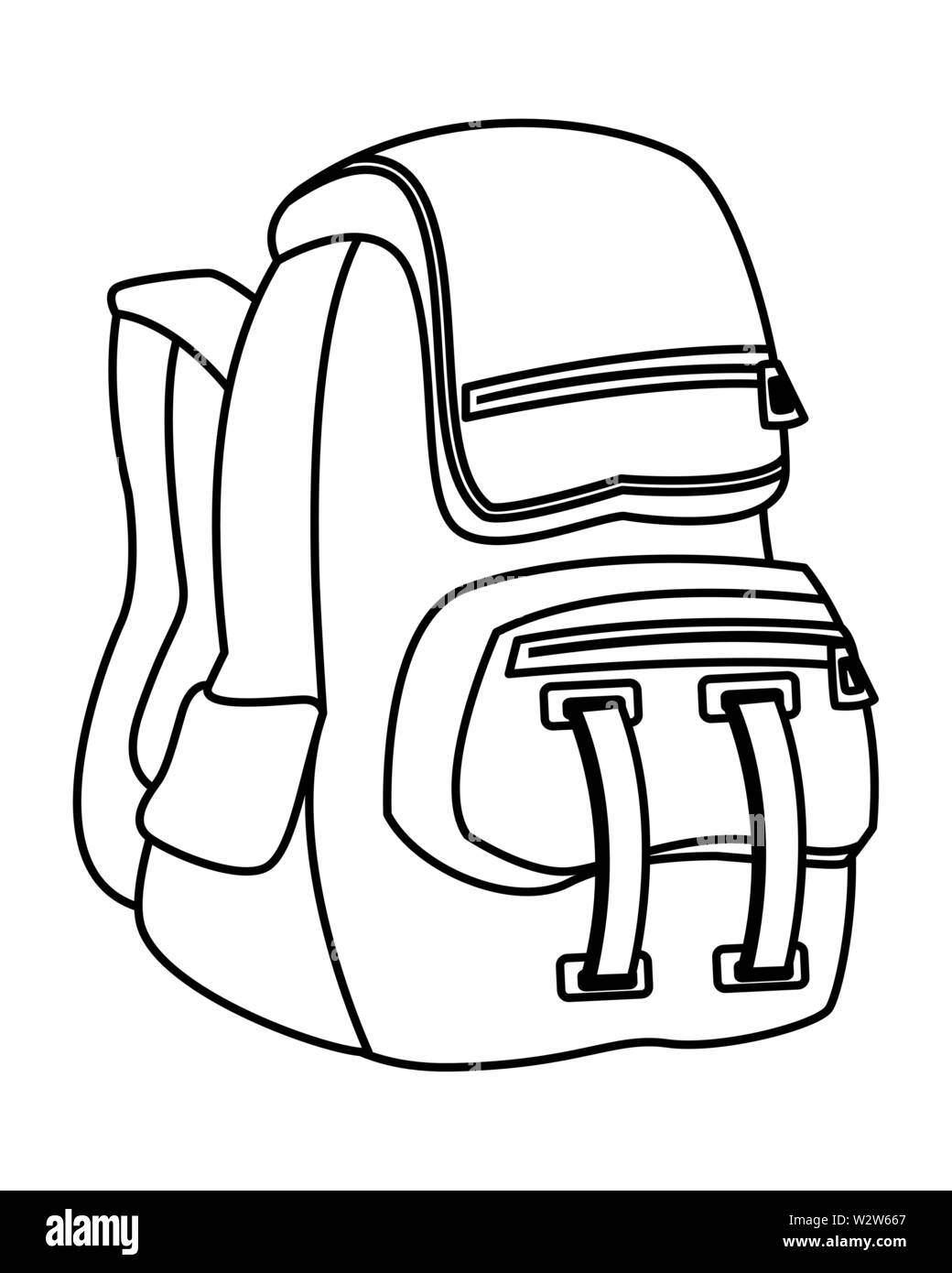 School backpack education cartoon isolated in black and white Stock Vector  Image & Art - Alamy
