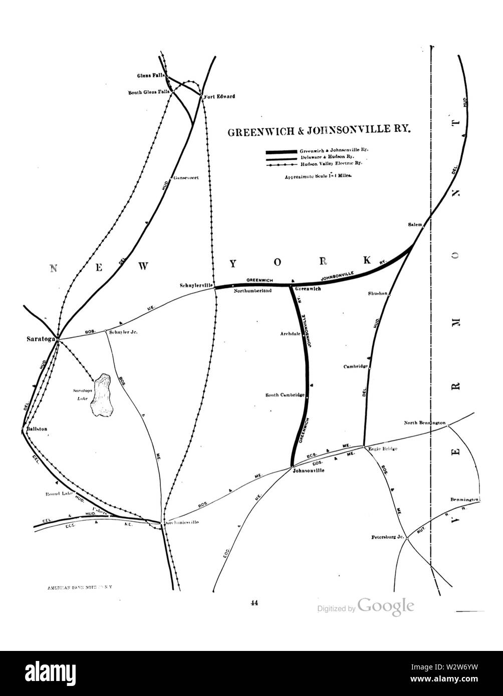 Greenwich and Johnsonville Railway 1907 map Stock Photo Alamy