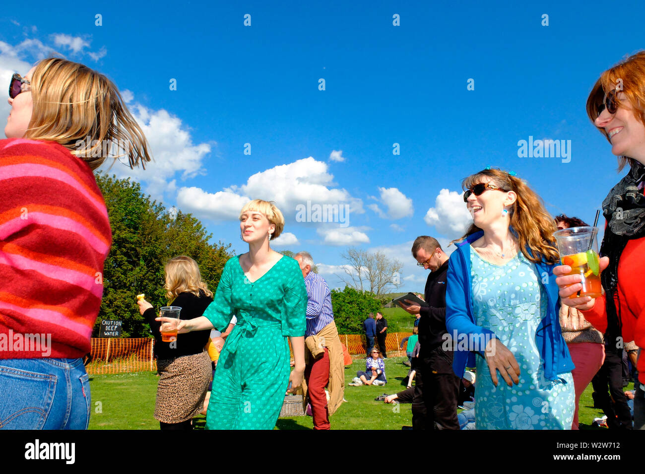 Revellers dancing at the Wolverton Folk and Blues Fair 2019 on the