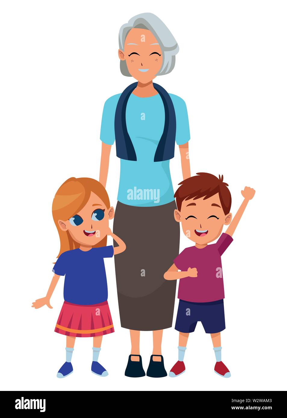 Family Grandmother With Grandchildren Cartoon Stock Vector Image Art Alamy