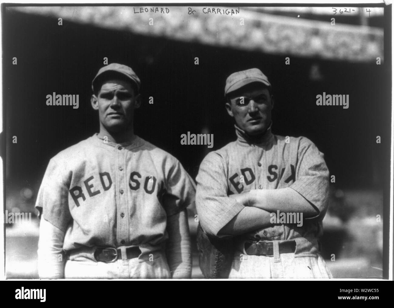 Hubert Dutch Leonard (left) & Bill Carrigan (right), Boston Red Sox players Stock Photo