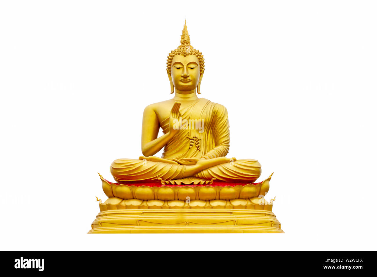 Golden Buddha on a white background Stock Photo