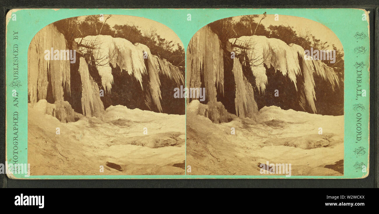 Ice Falls, 35 ft high, Mt Moosilauke, NH, from Robert N Dennis collection of stereoscopic views Stock Photo