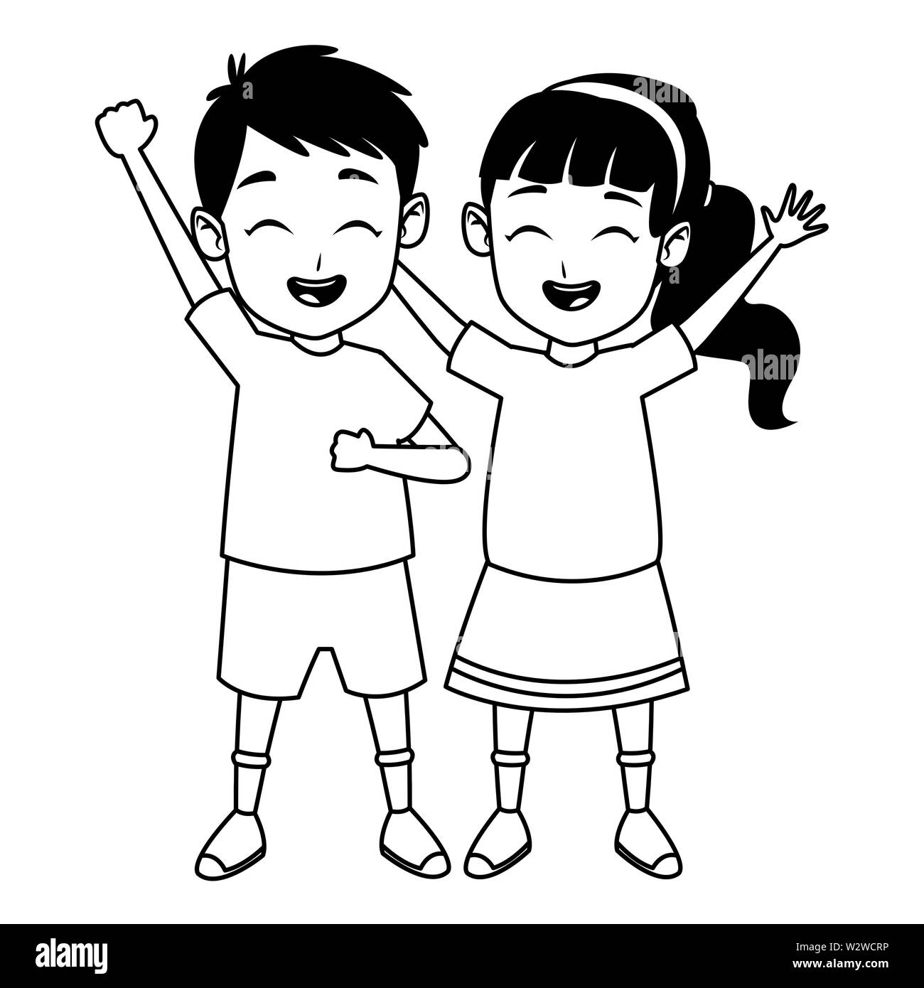 Kids Friends Playing And Smiling Cartoons In Black And White Stock Vector Image Art Alamy Kids Friends Playing And Smiling Cartoons In Black And White Stock Vector Image Art Alamy